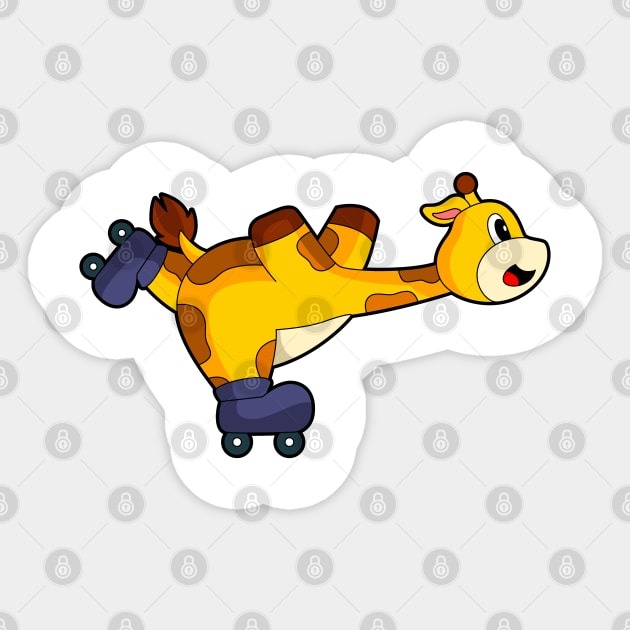 Giraffe Inline skating Roller skates - Skater - Sticker | TeePublic